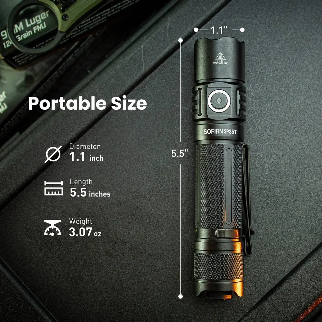 3800lm Tactical 21700 Flashlight Powerful LED Light USB C Rechargeable Torch with Dual Switch Power Indicator ATR