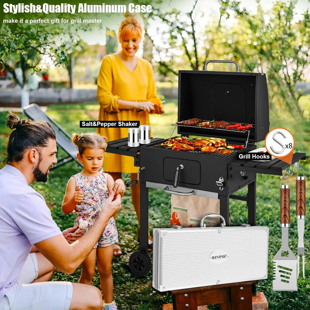 35pcs Deluxe Grilling Gifts Set for Birthday Fathers Day, Stainless Steel BBQ Accessories Kit for Men Dad, Professional Grill Tools Utensils with Scissors, Meat Claws in Aluminum Case