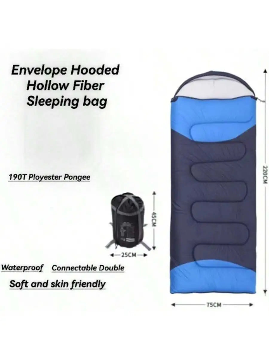 Sleeping Bag Envelope Style With Hood Portable Warm Comfort For Adults