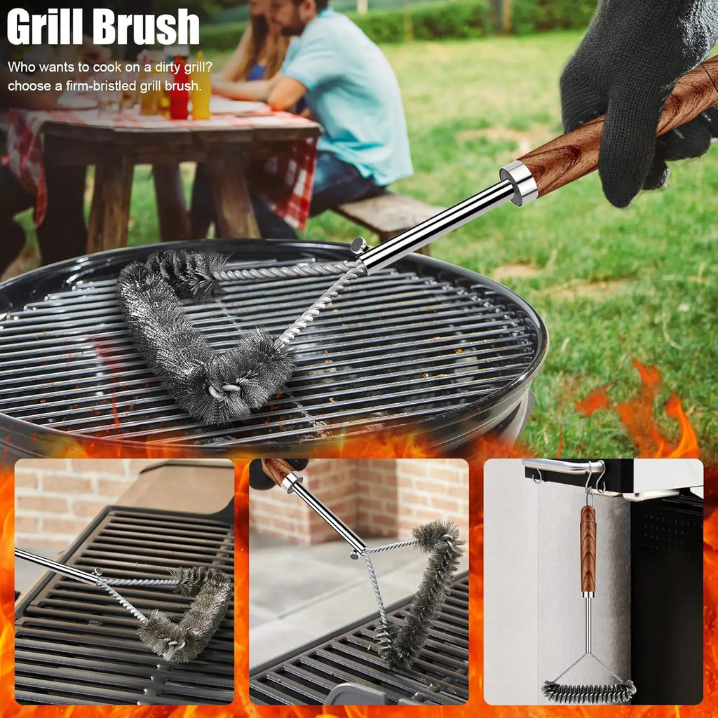 31pcs BBQ Grill Accessories Set - Heavy Duty Grilling Tools Gift for Men Dad, Stainless Steel Utensils Kit with Mats, Brush, Carrying Bag