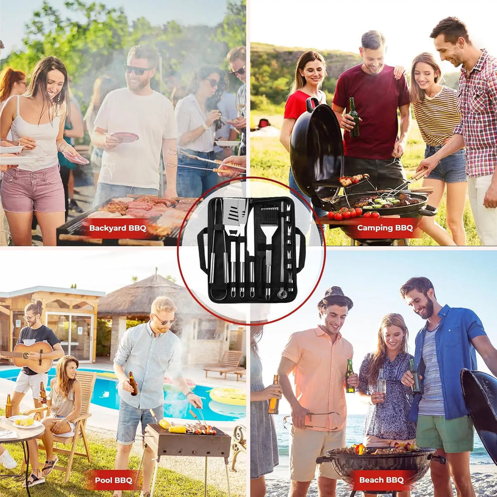 Grilling Accessories, BBQ Accessories, 15Pcs Grill Set, Grill Tools, Grill Accessories with Carrying Bag, Stainless Steel Grill Utensils Set, Grill Kit