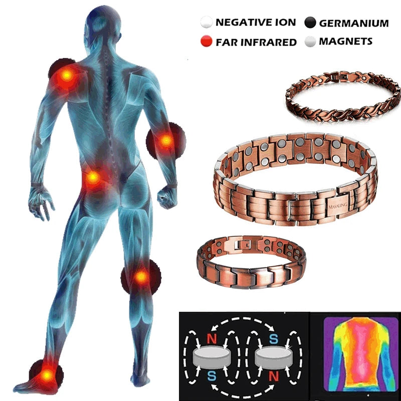 Healing Healthy Copper Magnetic Bracelet for Men and Women, Arthritis Pain Relief, Bio-Energy Blood Pressure Bracelet