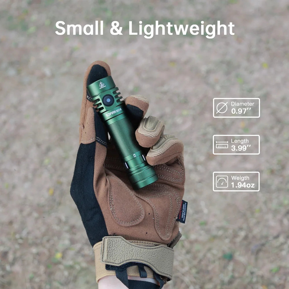 1800lm EDC Flashlight USB C Rechargeable SST40 LED 18650 Torch TIR Optics Lens Lantern with Power Indicator