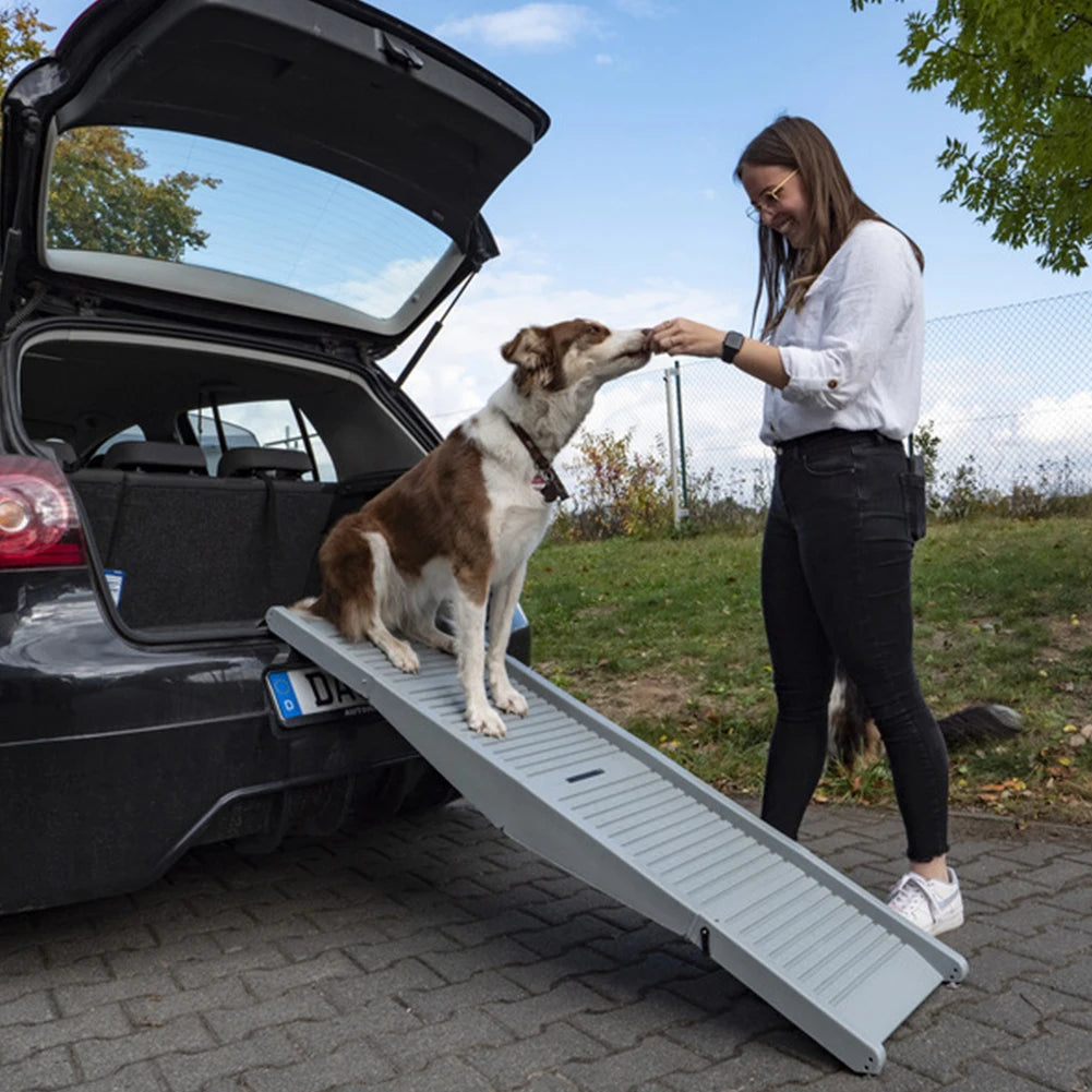 Folding Portable Pet Stair Ramp Non-Slip Rug Surface Extra Wide Pet Ramp Stairs for Large Dogs SUV Truck
