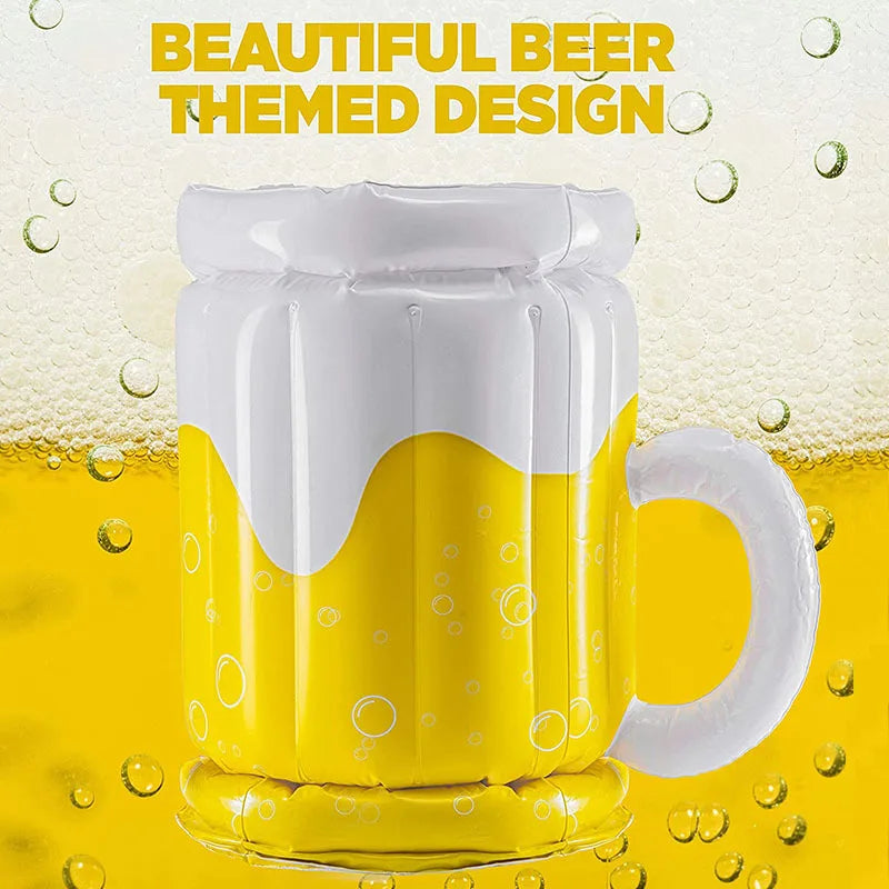Giant Inflatable Beer Mug Ice Bucket - Large Portable Beverage Cooler for Pool Parties, Beach & BBQ - Fun Floating Drink Holder for Summer Events - Creative Party Decor & Photo Prop