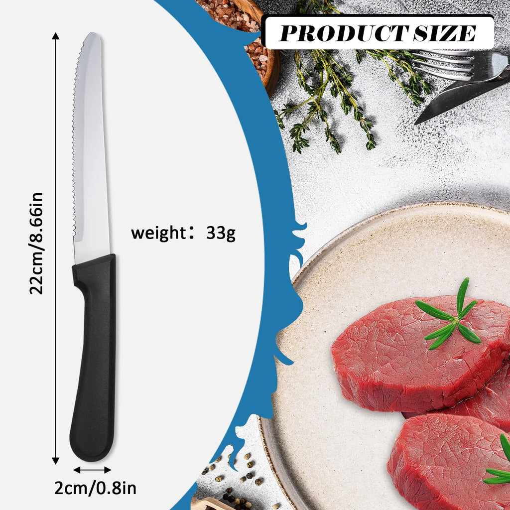 36Pcs Stainless Steel Steak Knife Set Plastic Ergonomic Handles Serrated Blades Dishwasher Safe for Home Restaurant Dinner Gift