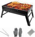 Portable Foldable Tabletop Charcoal BBQ Grill 17x12 Inch Lightweight Barbecue Grill Set With Grilling Tools For Camping Picnic Garden RV Backyard Outdoor Travel