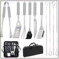 11Pcs Stainless Steel BBQ Grilling Accessories Set, Portable Grill Tools Kit with Storage Bag for Outdoor Camping Backyard