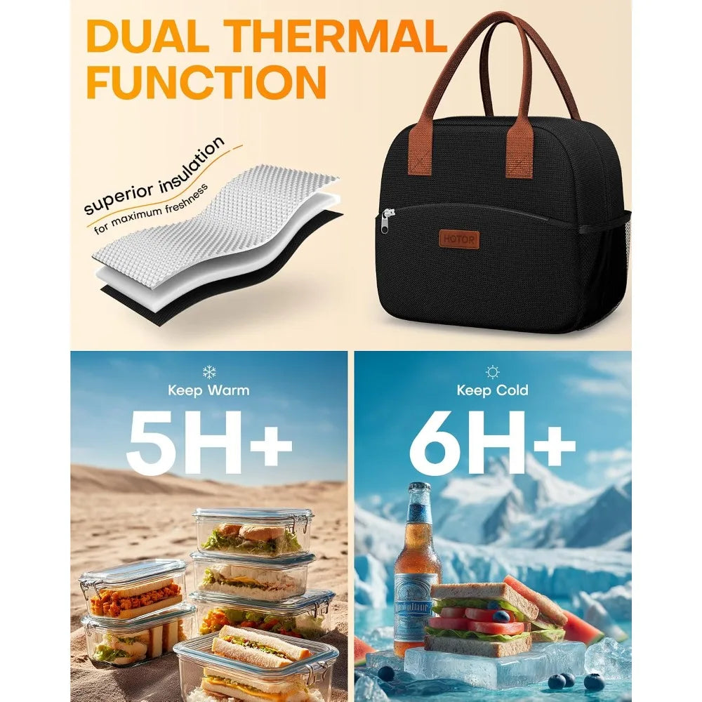Insulated Lunch Bag for Women and Men Large Capacity 10L Tote Cooler Bag with Wear-Resistant Material for Office Work School Picnic Beach Travel Camping Hiking Outdoor Activities Leakproof Food Container Bento Box