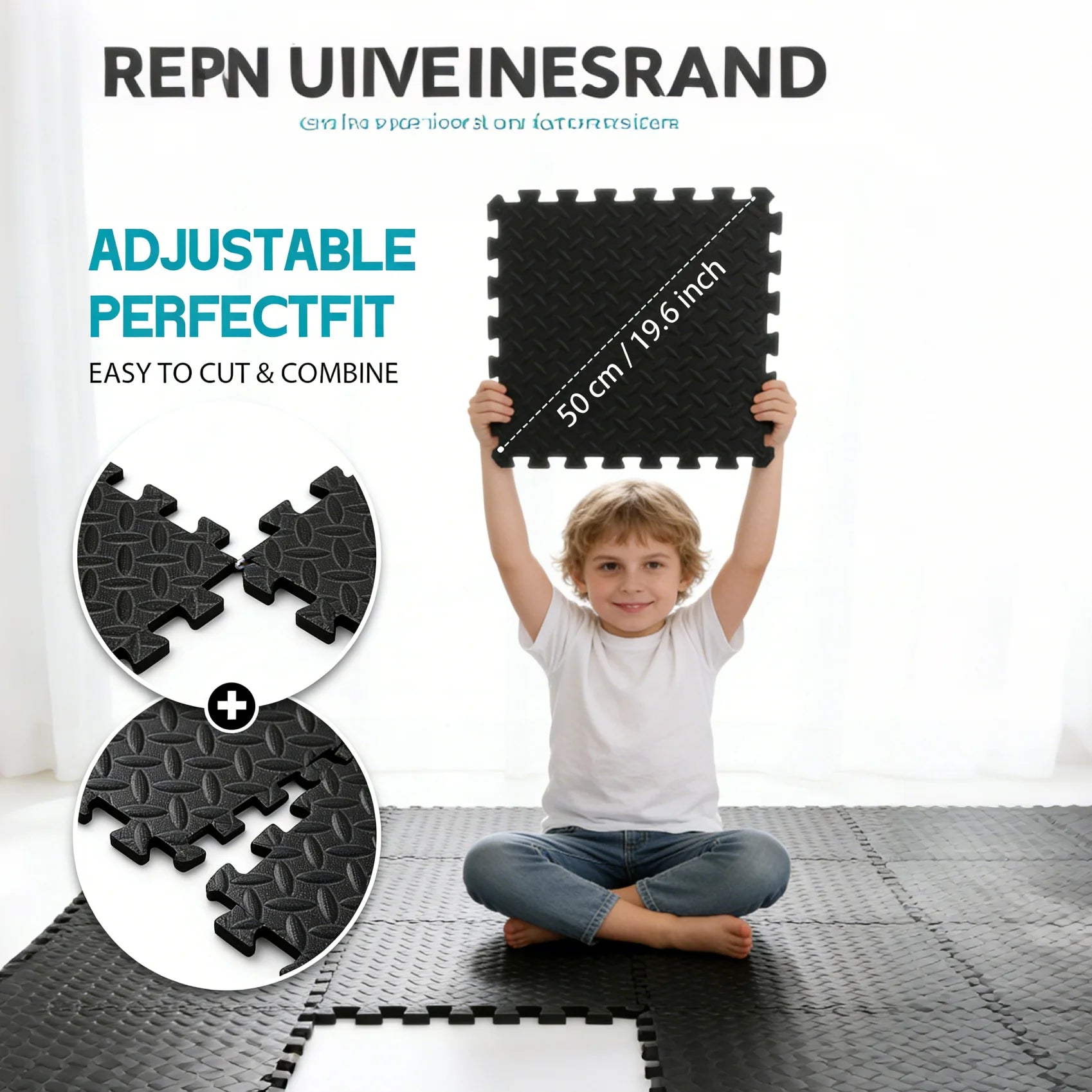 Puzzle Exercise Mat 0.4in, EVA Interlocking Foam Floor Tiles for Home Gym, Mat for Home Workout Equipment, 20in x 20 in-64sqft.
