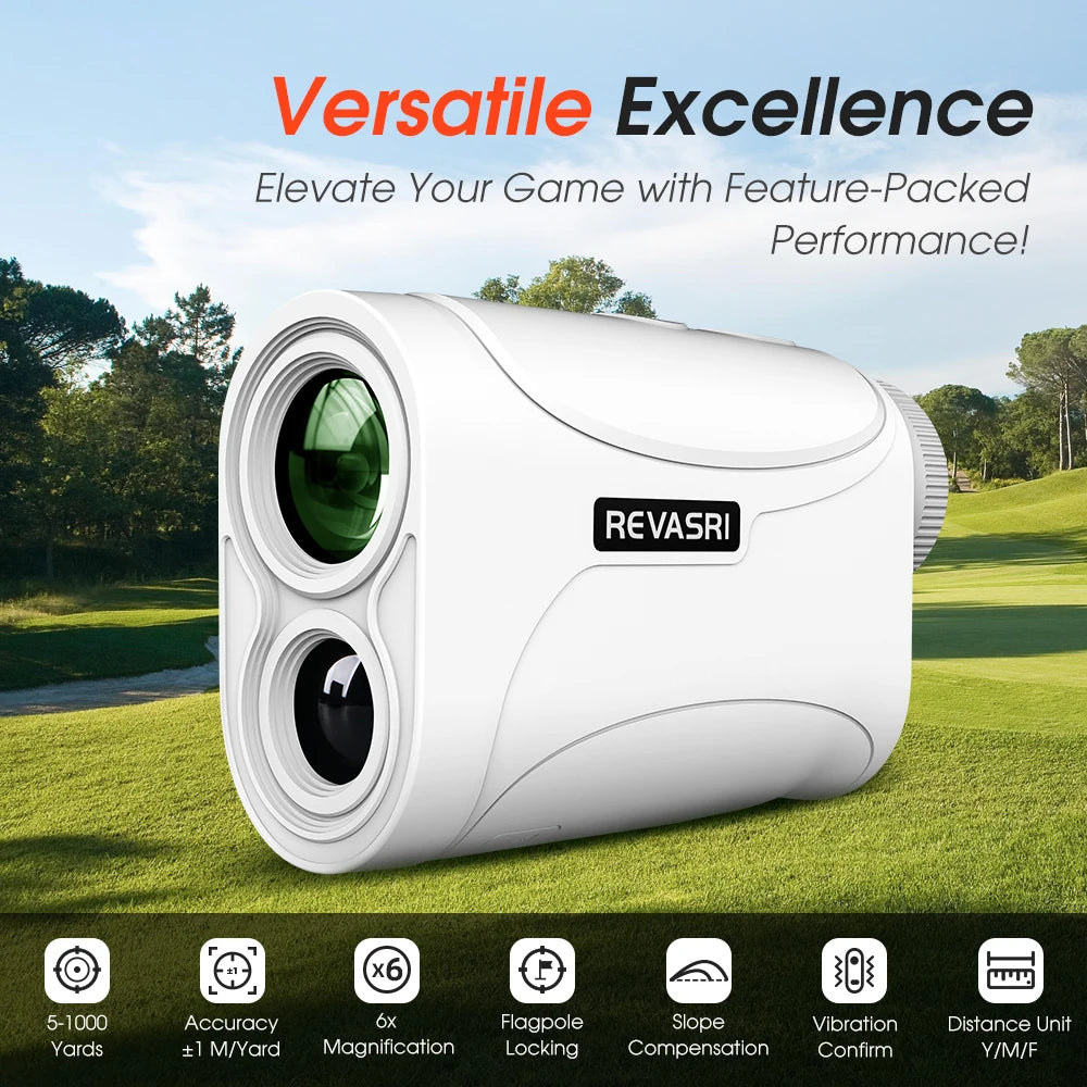 REVASRI Mini Golf Rangefinder 1300 Yards 6X Magnification, Flag Lock & Vibration Alert, Slope Mode Range Finder for Golfing