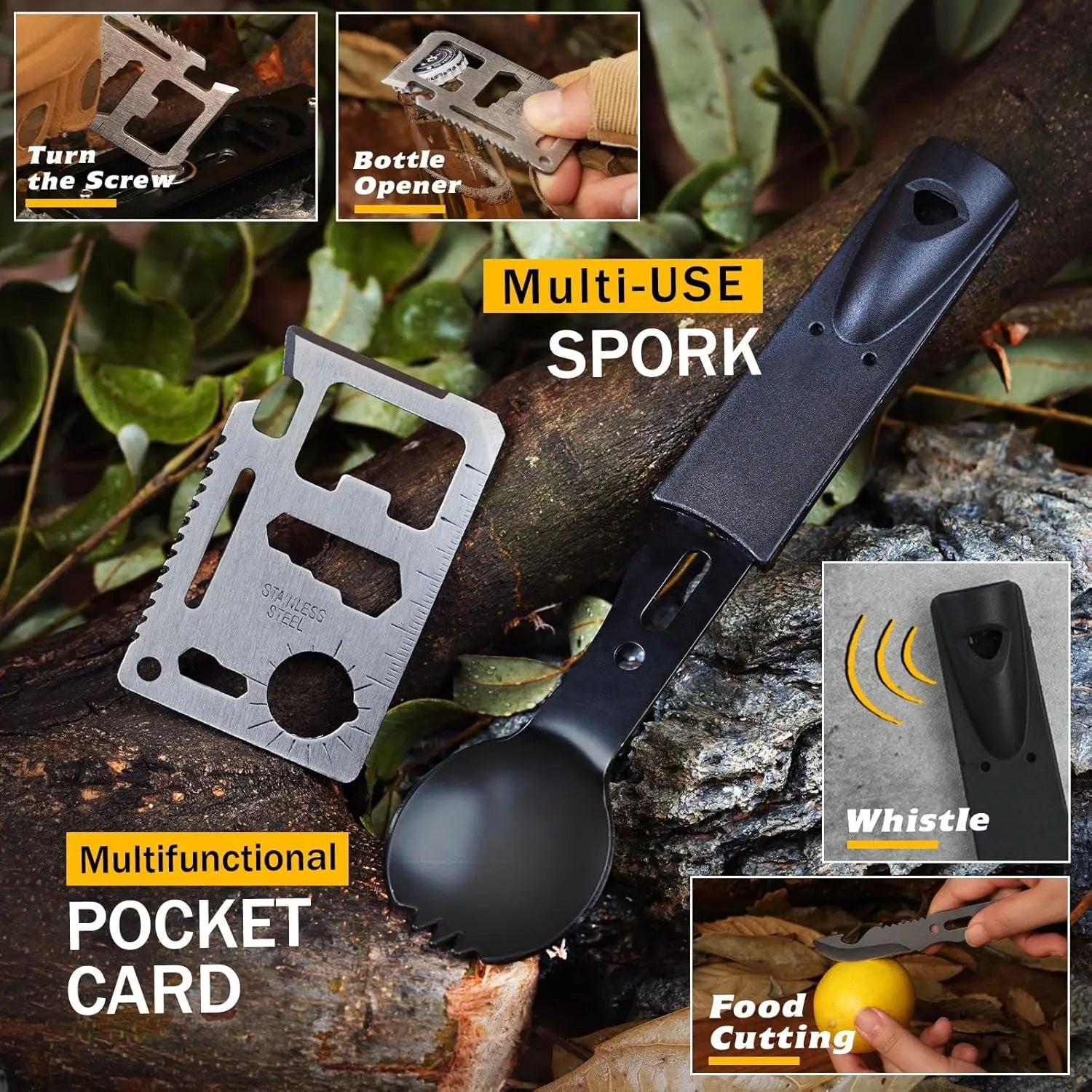 (No flint) Outdoor Adventure Survival Kit, SOS Emergency, First Aid Kit, Camping