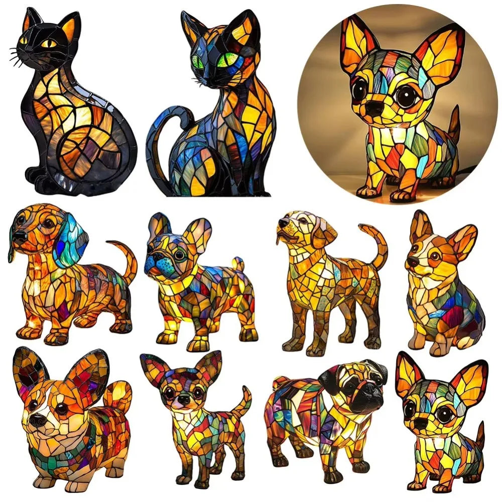 High Quality  Dog Series Art Night Light, LED Resin Animal Night Light, Handmade Desk Lamp, Desktop Decorations