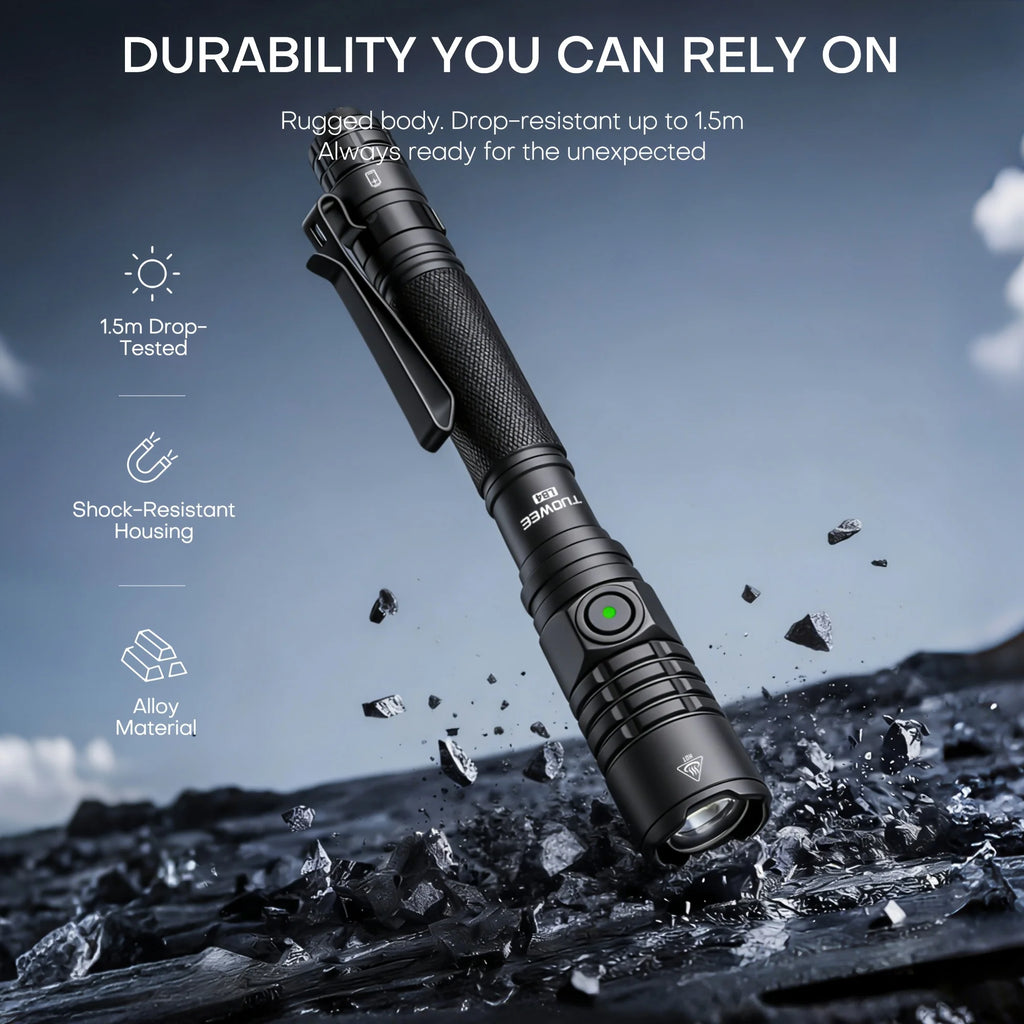 1200 Lumens High Bright Tactical Pen Light, Tail Switch Design with Multiple Light Modes, Portable Flashlight for Daily Lighting, Camping & Work