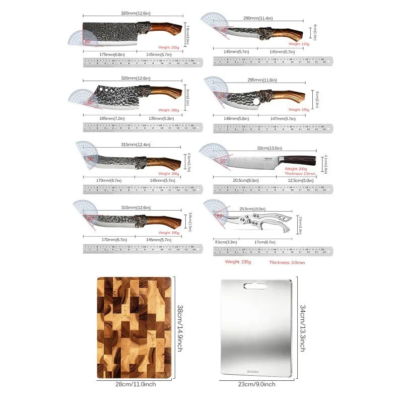 Perfect for Holiday Gifts Non Slip Easy To Clean Chef Knife Chopping Board Set Kitchen Accessories Boning Knives Exceptional