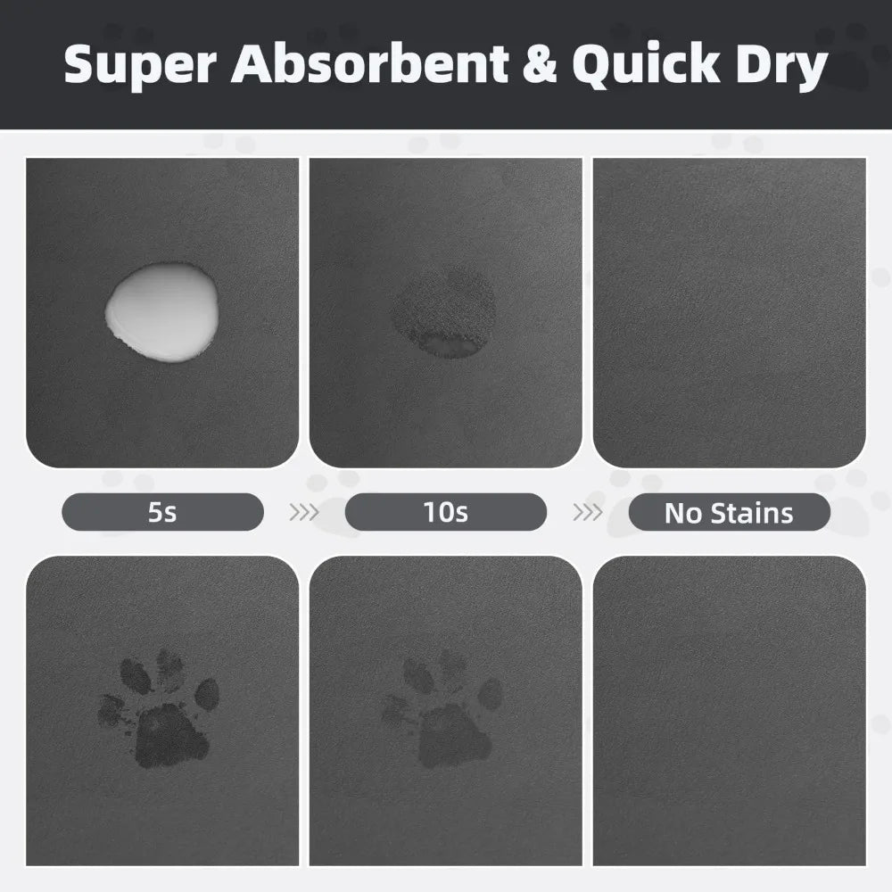 Super Absorbent Pet Feeding Mat - Quick Dry, No Stains, Easy Clean, Anti-Slip for Dogs and Cats