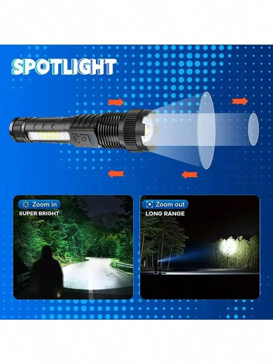 2PCS Tactical Flashlight 2500 Lumens - USB C Rechargeable, 7 Modes, Super Bright LED Flashlight