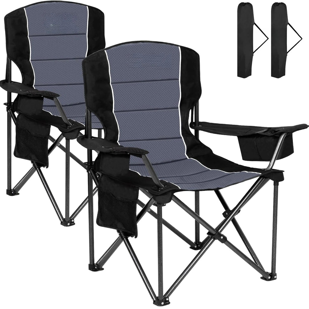 Oversized Heavy Duty Camping Chairs 500 LBS Padded Back Armrest Cup Cooler Folding Outdoor Fishing Garden,Custom