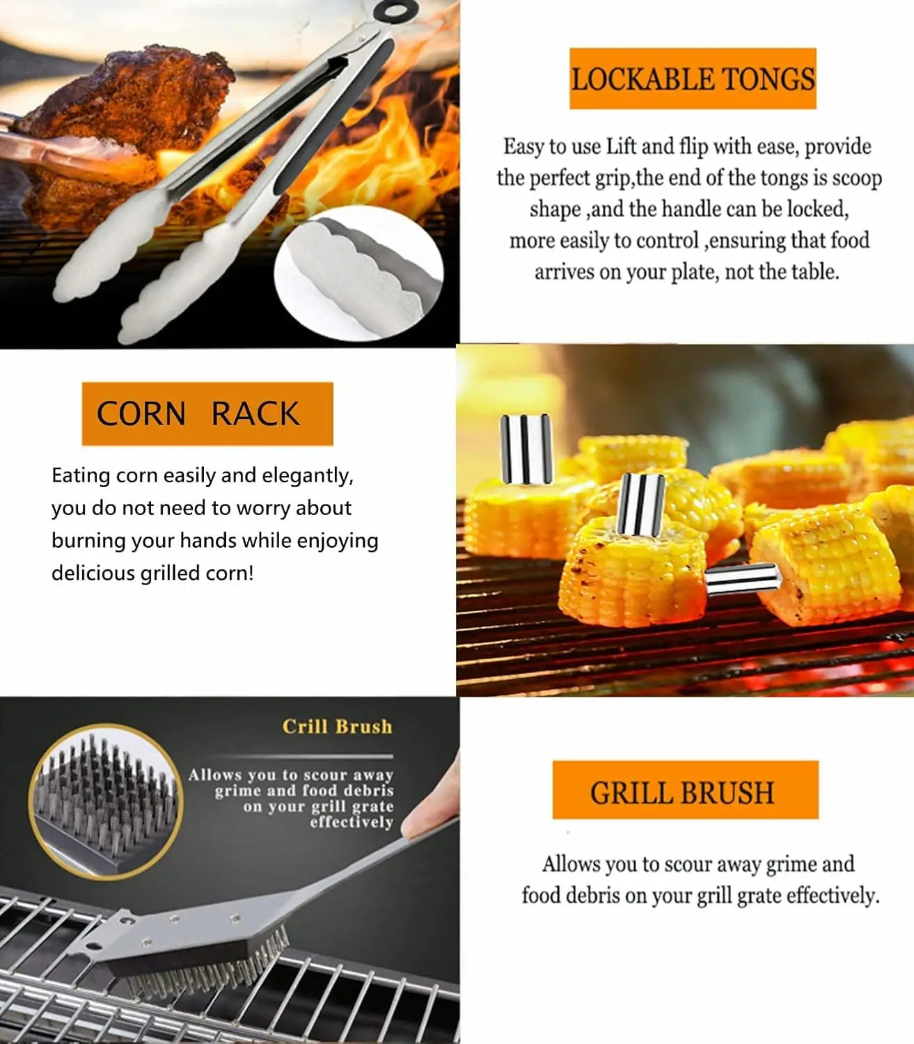 Grill Set with Apron for Men, BBQ Accessories, Outdoor Grilling Gifts, Camping Grill Kit