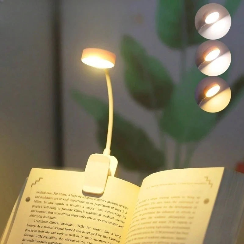 LED Clip On Book Light, Portable Reading Light, Eye Protection, Stepless Dimmable Mini Desk Lamp