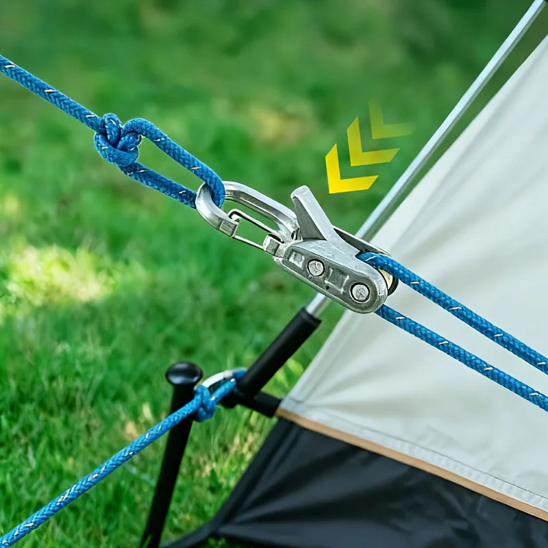 Heavy-Duty Metal Paracord Adjusters & Tensioner Tool with Roller Tensioner Rope - Adjustable Tie Down System Suitable for Camping
