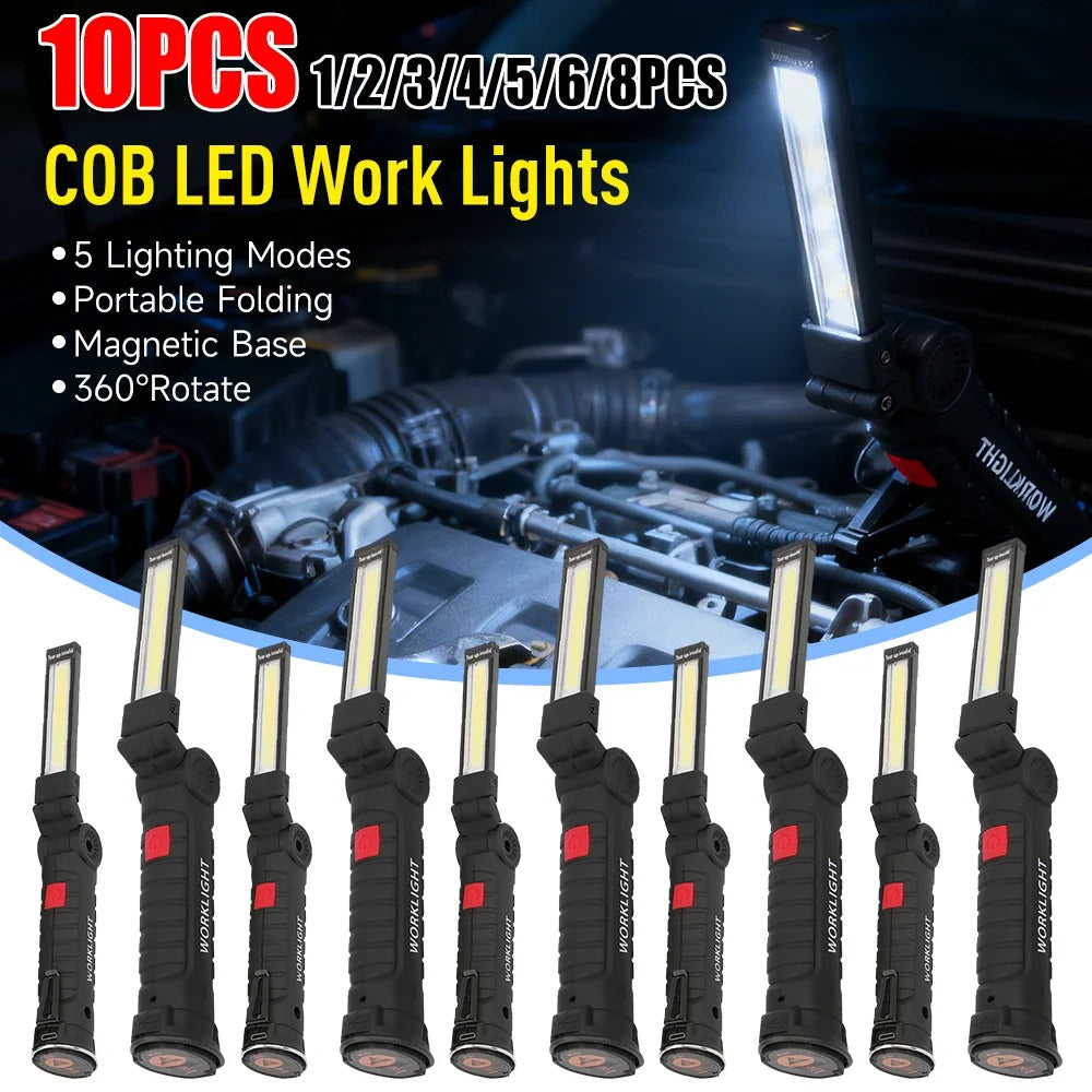 Portable High Power LED Flashlight USB Rechargeable Camping Lamp Car Repairing Work Light Hanging Hook Magnet 5 Modes