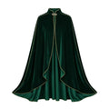 Women Medieval Cloak Adult Renaissance Victorian Deluxe Stand Collar Velvet Gold Trim Cape Halloween Cosplay