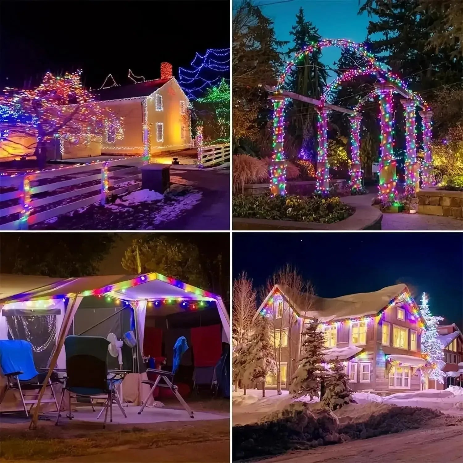 Multi Color Lights, Solar, Garden Lights, String Lights with 8 Modes, Waterproof Wire Lights,