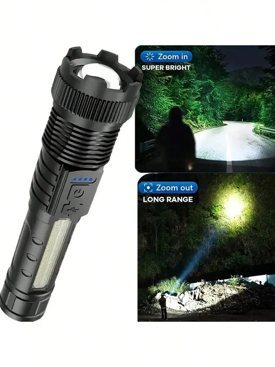 2PCS Tactical Flashlight 2500 Lumens - USB C Rechargeable, 7 Modes, Super Bright LED Flashlight