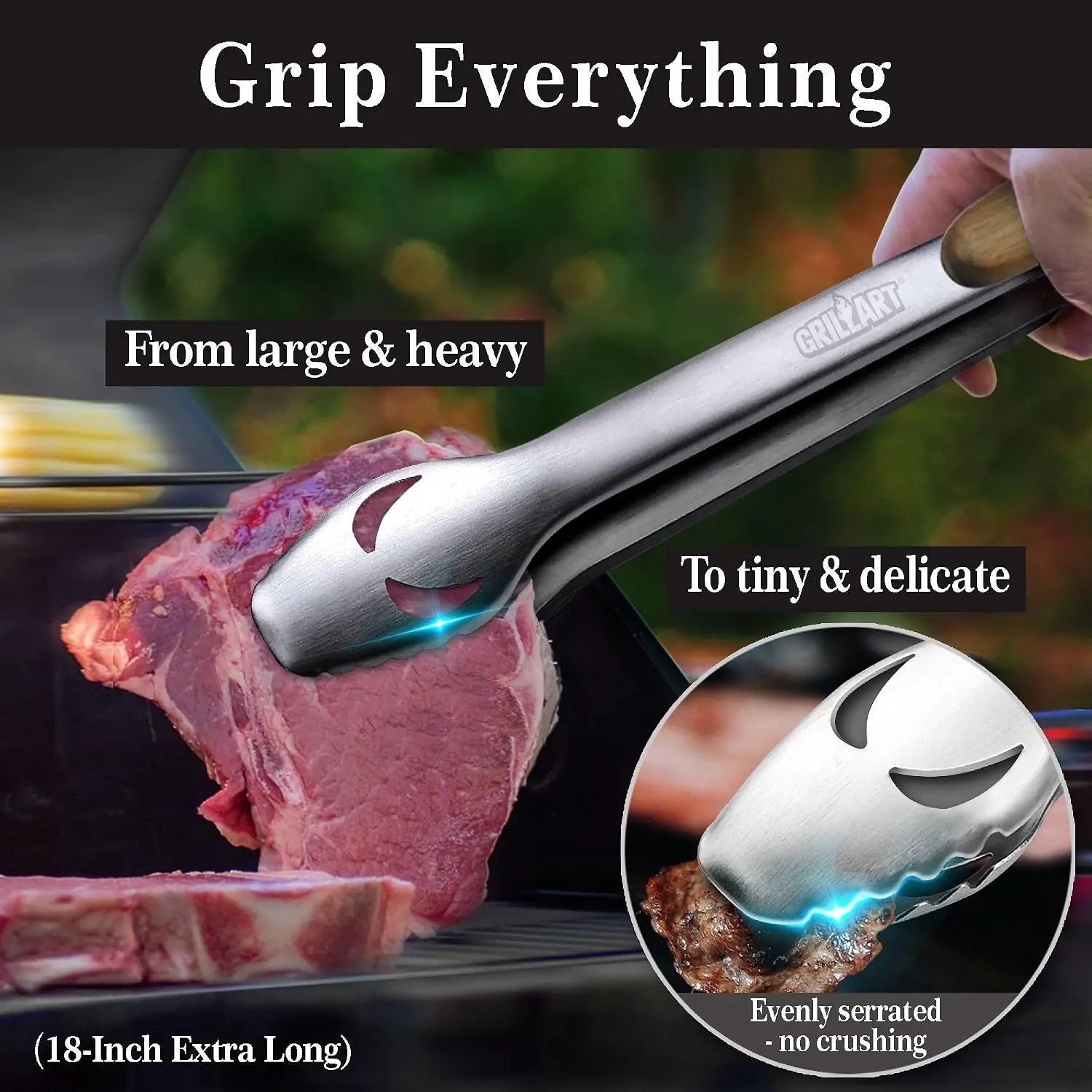18-Inch Stainless Steel BBQ Tools Set - 4-Piece Grilling Kit with Tongs, Spatula, Fork & Brush