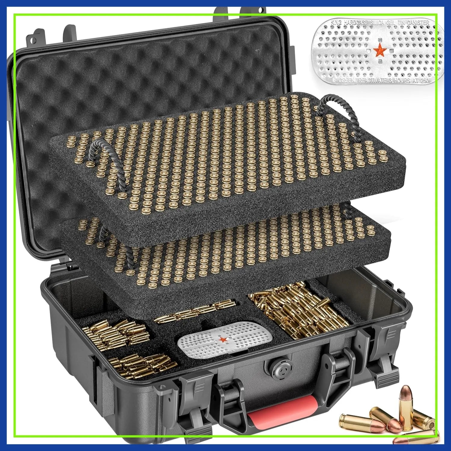 Waterproof Ammo Storage Case for 9mm, 380ACP, 38 S&W, 356 TS&W, 7.62