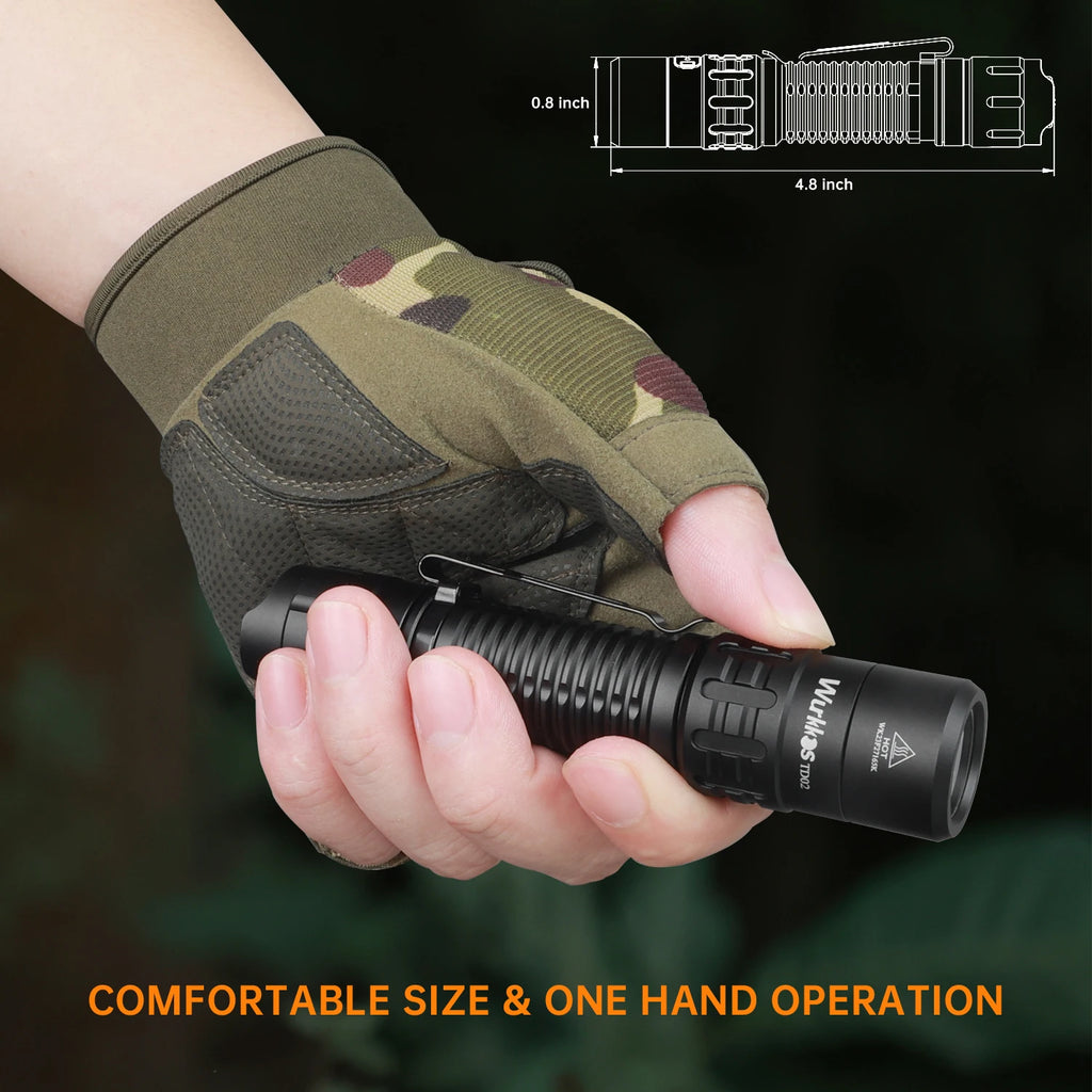 TD02 Tactical Flashlight 2000 Lumens 18650 Rechargeable Battery