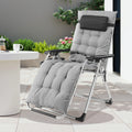 Zero Gravity Recliner Camping Patio Lounge Chair Folding Portable with Cup Holder Trays Removable Cushion For Outdoor Garden