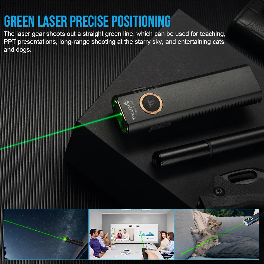 TrustFire MINIX3 Flat EDC Flashlight with White Light, Flood Light, UV and Green Light, 1050 Lumens Portable Rechargeable Flashlights, 4-in-1 Lighting Modes Pocket Lights for Camping, Emergency