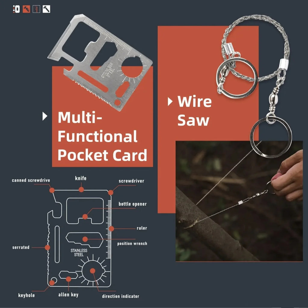 13 in 1 Outdoor Survival Kit Multi-function Emergency First Aid Tools Camping Hiking Self Defense Gear