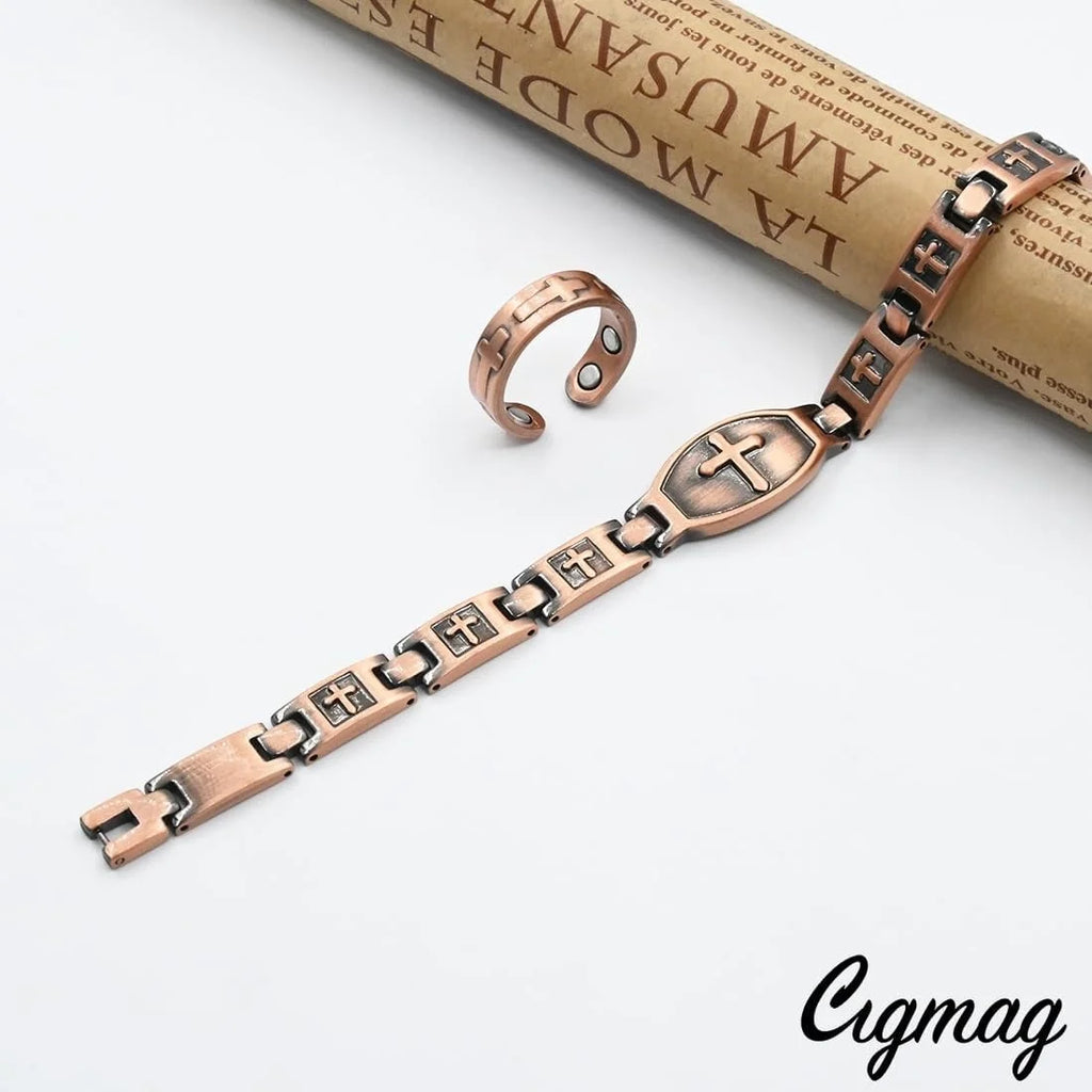 Copper Bracelets 99.99% Pure Copper Magnetic Bracelets with Effective Neodymium Magnets, Adjustable Jewelry with Sizing Tool