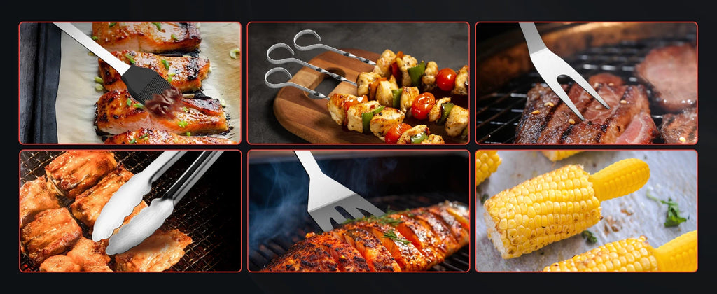 BBQ Accessories, Grill Tools, Stainless Steel Barbecue Grill Accessories, Professional Barbecue Utensils, Camping/Backyard Grilling Gifts for Men/Women
