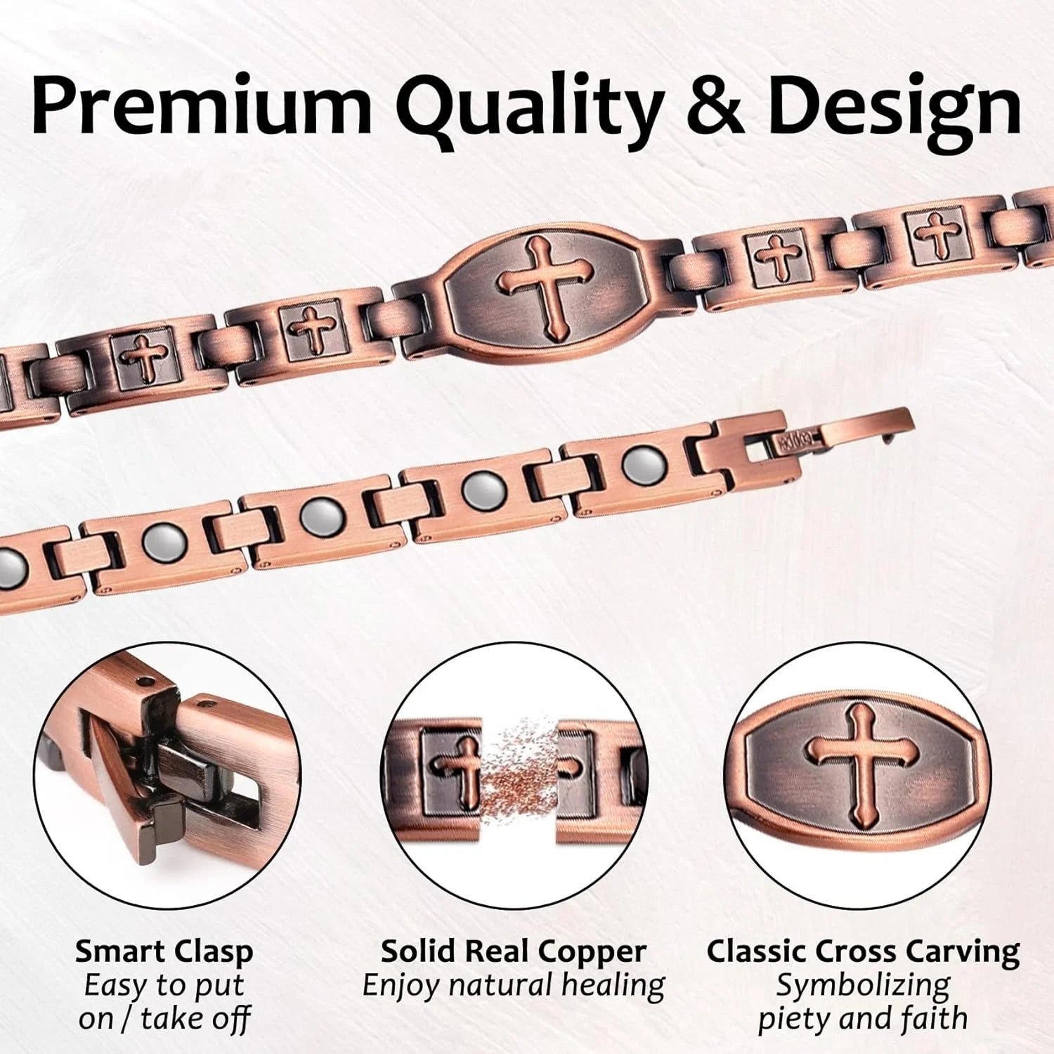 Copper Bracelets 99.99% Pure Copper Magnetic Bracelets with Effective Neodymium Magnets, Adjustable Jewelry with Sizing Tool