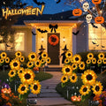 2PCS Solar-Powered Sunflower LED Outdoor Garden Decor Set, Set with 6 Artificial Sunflowers, Durable ABS Material, Ideal for Halloween, Christmas, Thanksgiving, Courtyards, Landscapes, Patios And Pathways, Lawn Landscape Orna