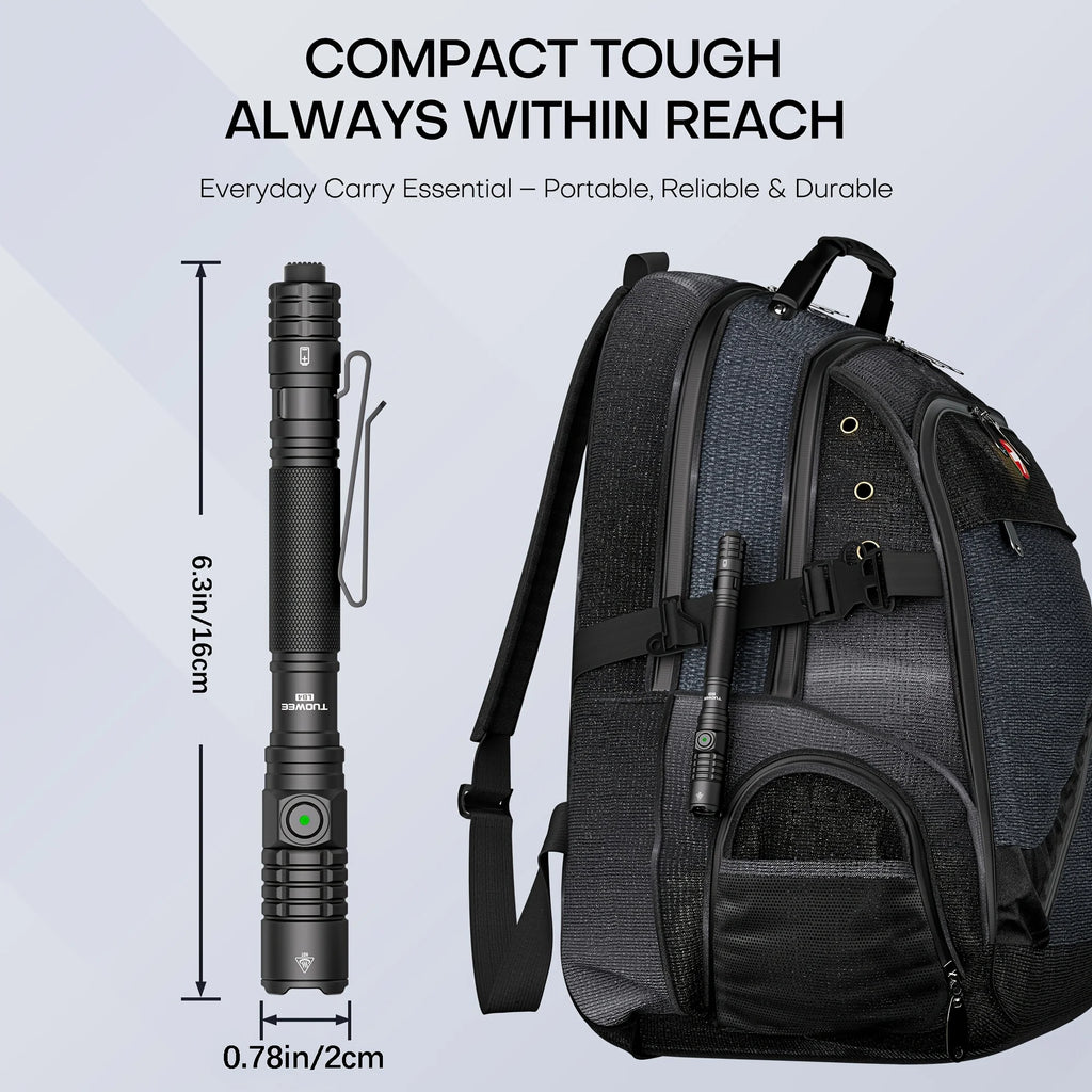 1200 Lumens High Bright Tactical Pen Light, Tail Switch Design with Multiple Light Modes, Portable Flashlight for Daily Lighting, Camping & Work