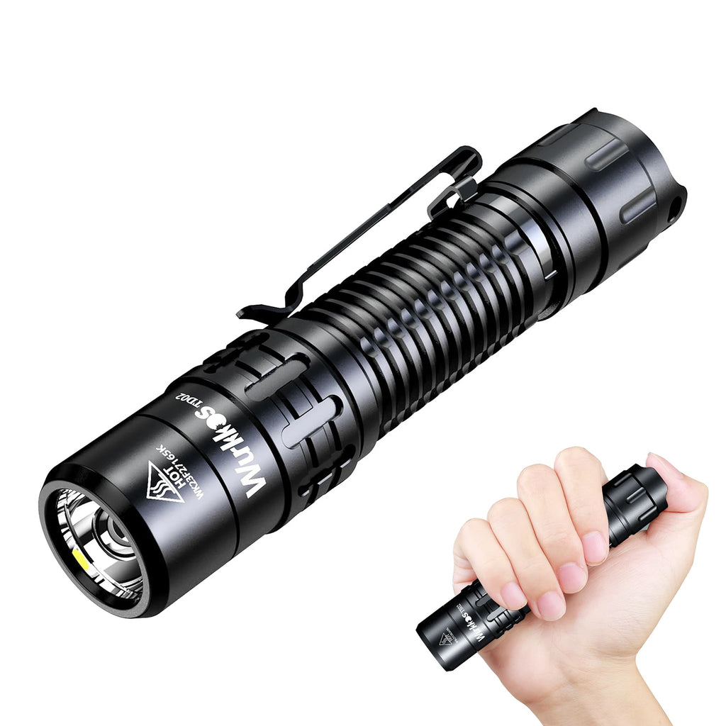 Wurkkos TD02 Compact IPX8 Waterproof Tactical Flashlight 2000LM Rechargable Torch with 6 Modes High-quality LED & Local Delivery