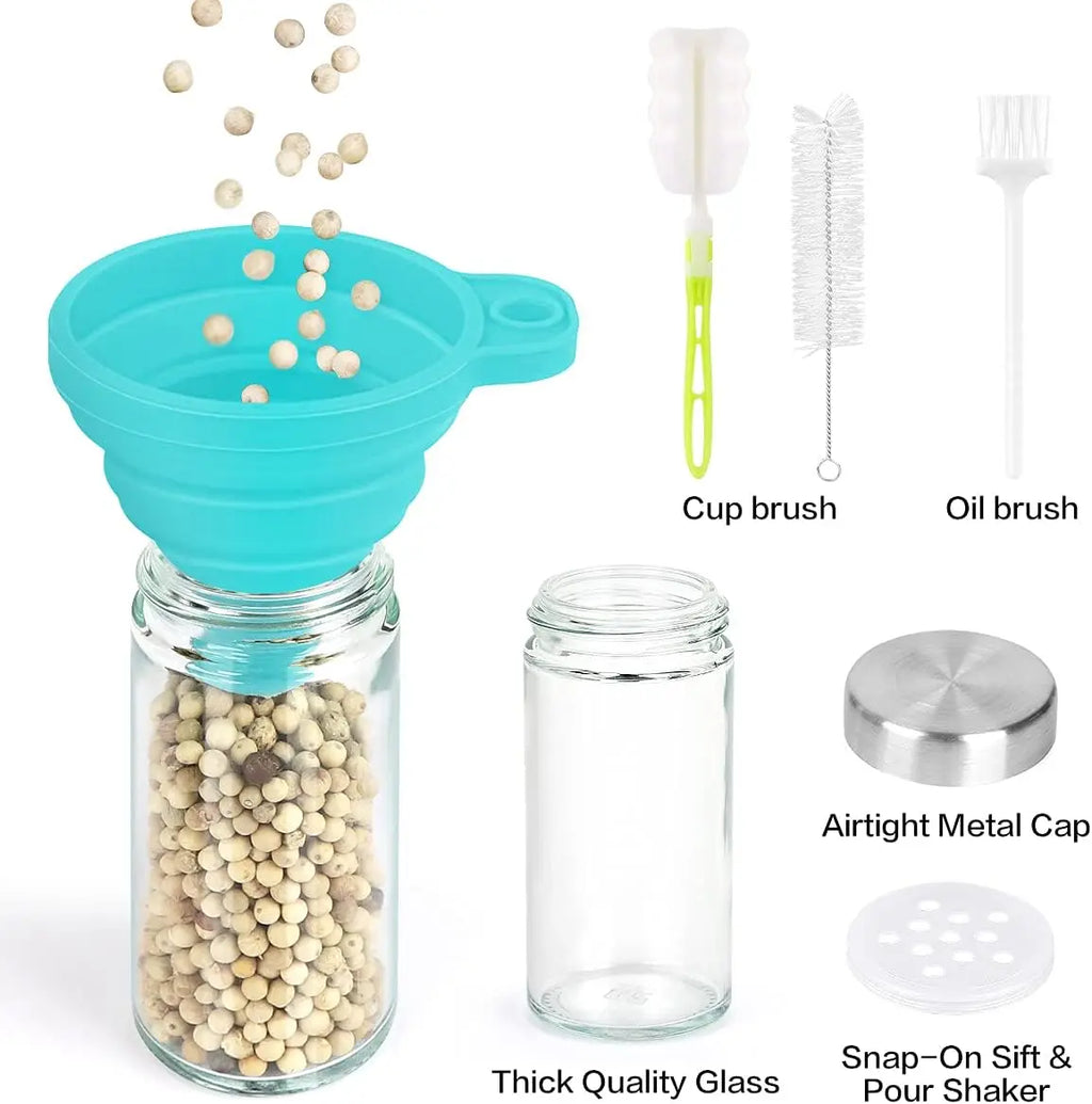 20-Piece Spice Rack Organizer with Jars, 360° Rotating Stainless Steel & Wooden Tower for Kitchen Cabinet Countertop