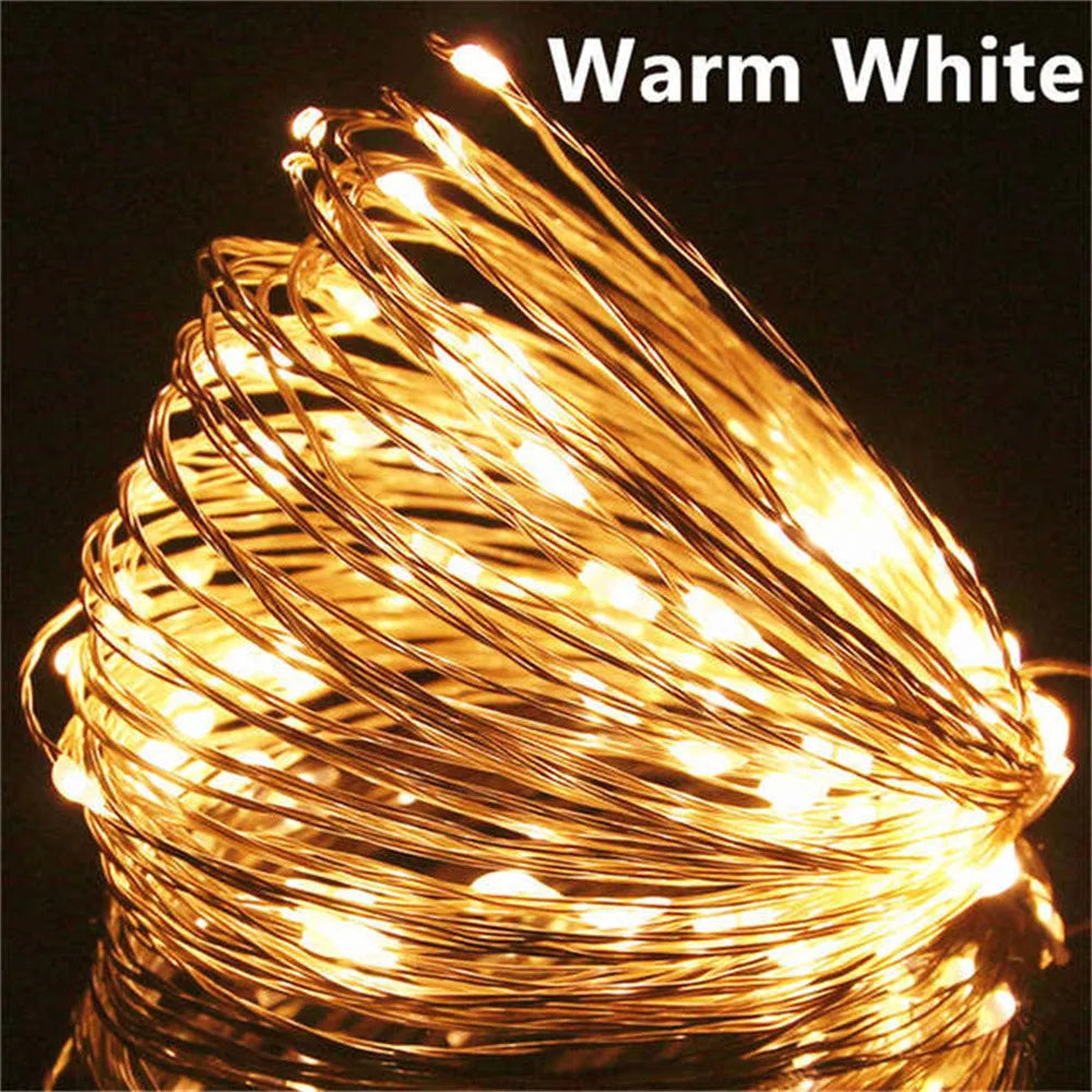 10/20/30M USB LED String Lights Copper Silver Wire Garland Light Waterproof Lights For Christmas Wedding Party Decoration