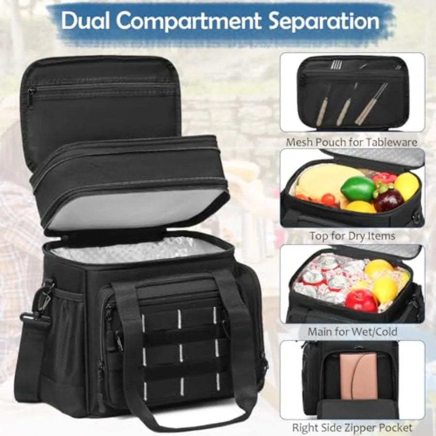 Tactical Lunch Box for Men 25 L Insulated Expandable Large Lunch Bag Cooler Bag for Men Double Deck Soft Mens Lunchbox for Work