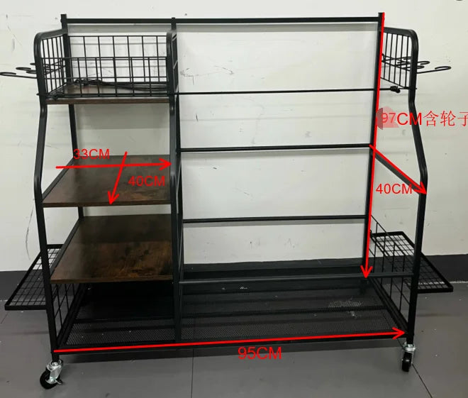 Rolling Golf Storage Rack Garage Organizer Metal Sports Equipment Shelves with Lockable 360° Wheels