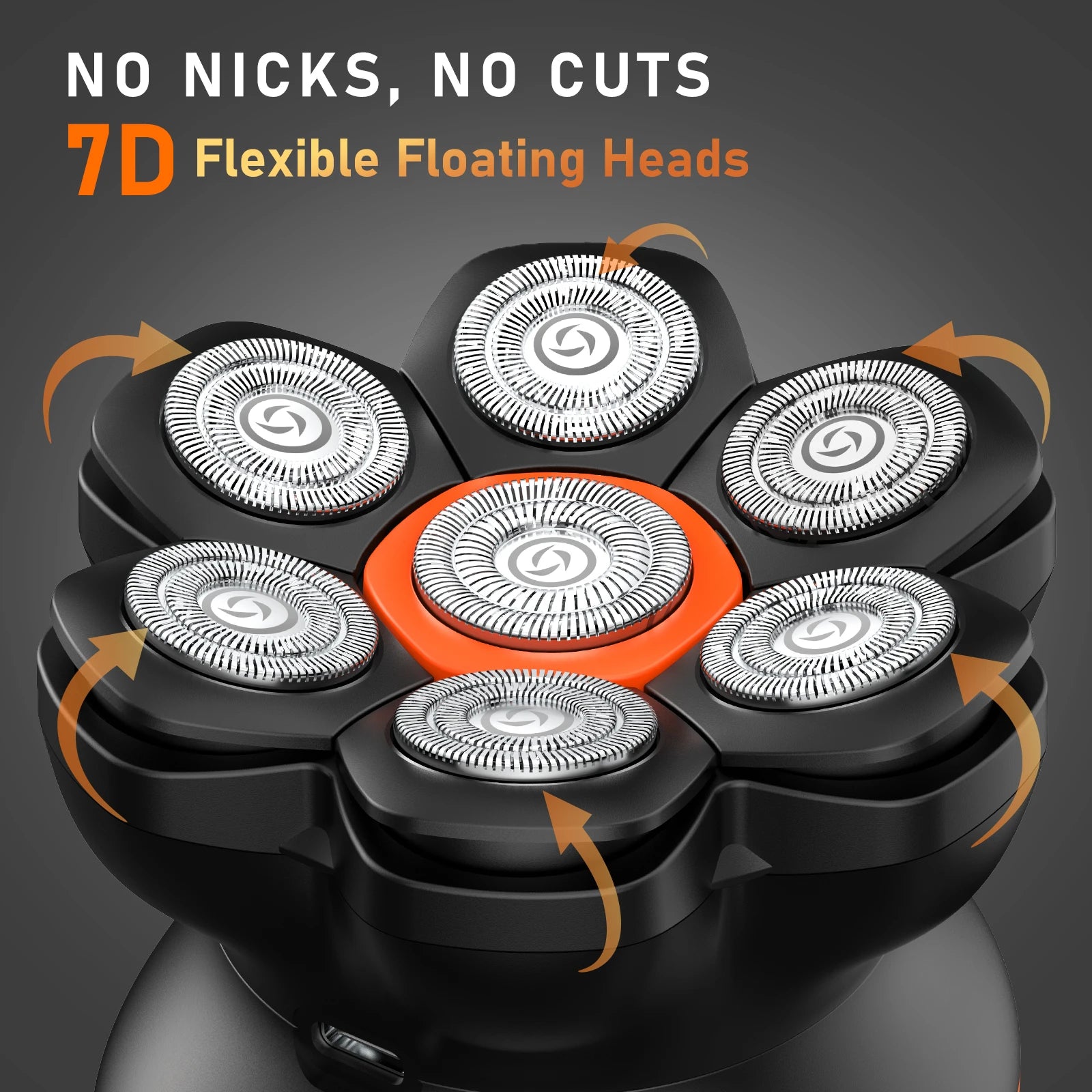 7D Head Shaver for Men IXP6 Waterproof USB Rechargeable Electric Hair Trimmer Beard  Floating Blade Magnetic Razor