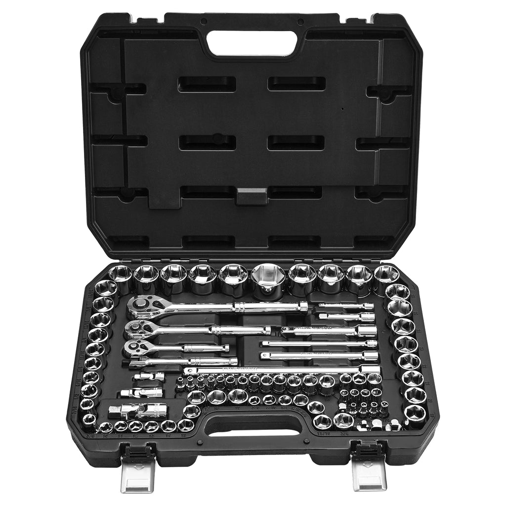 Socket Set 86 Pieces 3/8 ,1/4, or 1/2in Drive Socket and Ratchet Set, SAE Metric Mechanic Tool Kit with Ratchet Wrench