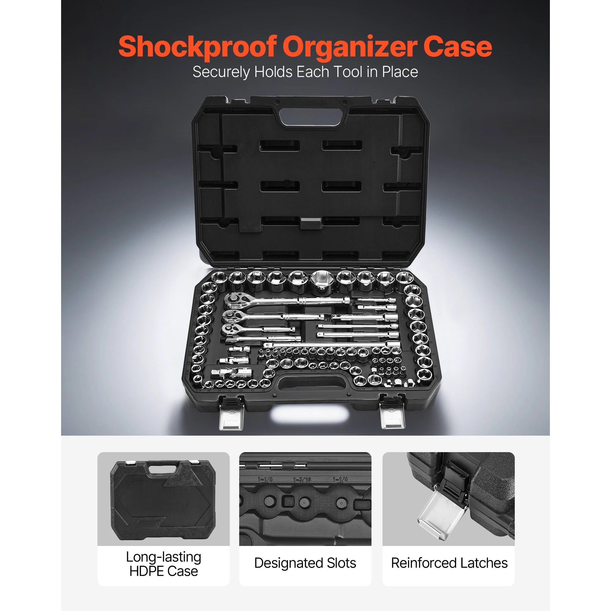 Socket Set 86 Pieces 3/8 ,1/4, or 1/2in Drive Socket and Ratchet Set, SAE Metric Mechanic Tool Kit with Ratchet Wrench