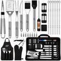 30-Piece BBQ Grill Set, Heavy Duty Stainless Steel with Meat Thermometer, Case & Apron, Gift
