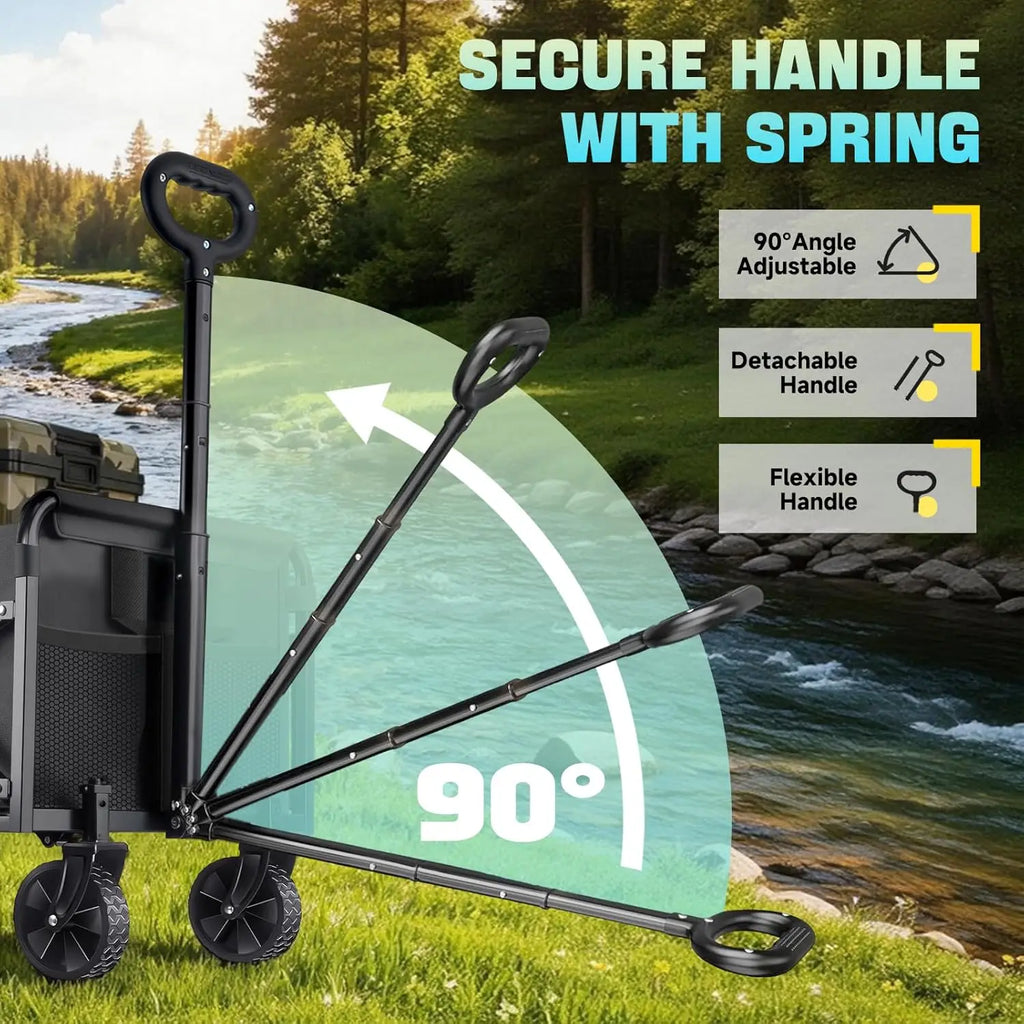 Collapsible Wagon Cart with Wheels Foldable - 360LBS Heavy Duty Folding Utility Wagon for Beach Camping Grocery Shopping